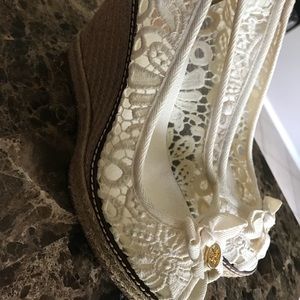 Tory Burch white wedges